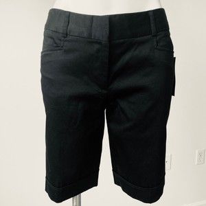 Bermuda Shorts Women Sz 4 Black Modest Cotton Cuffed Flat Front Ingredients